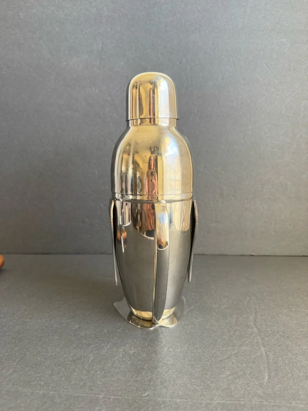 Penguin Cocktail Shaker & Bar Tools Set Silver Tone Vintage Art Deco Style Retro